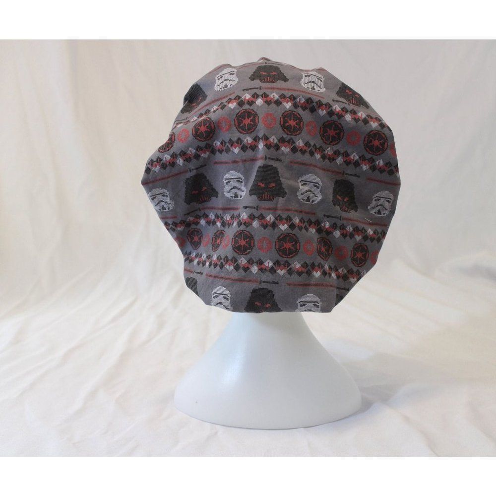 Gray Star Wars Print Bouffant Surgical Dental Scrub Cap Chemo Hat